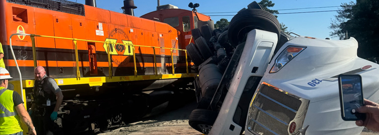 Prompt Towing Service performing a heavy duty tow and crane-assisted recovery near the Port of Wilmington North Gate on Burnett Blvd. Expert response for truck rollovers, jack-knifes, and port recoveries.